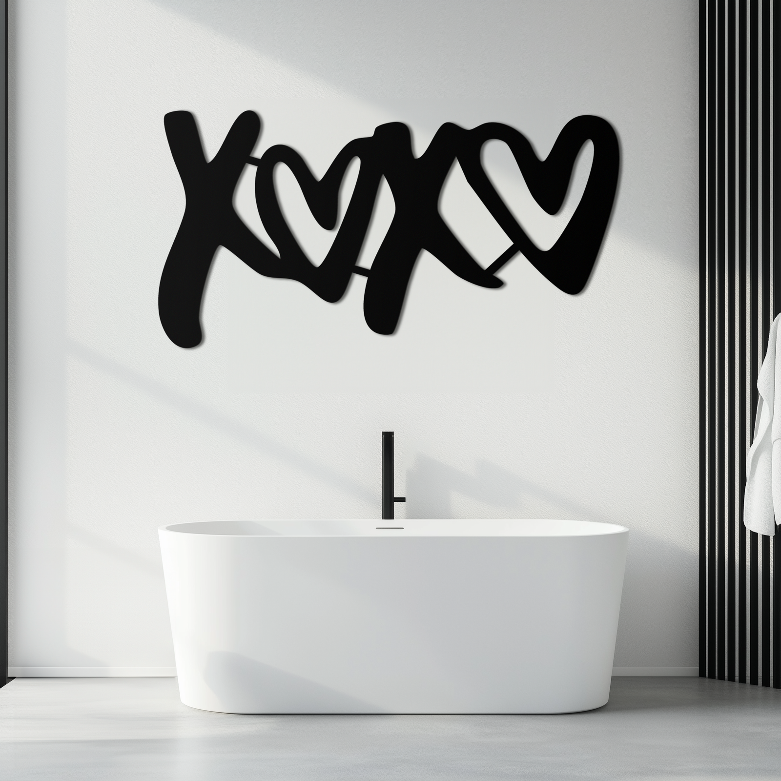 XOXO Love Hearts Metal Wall Art – Modern Romantic Black Home Decor- KAF567