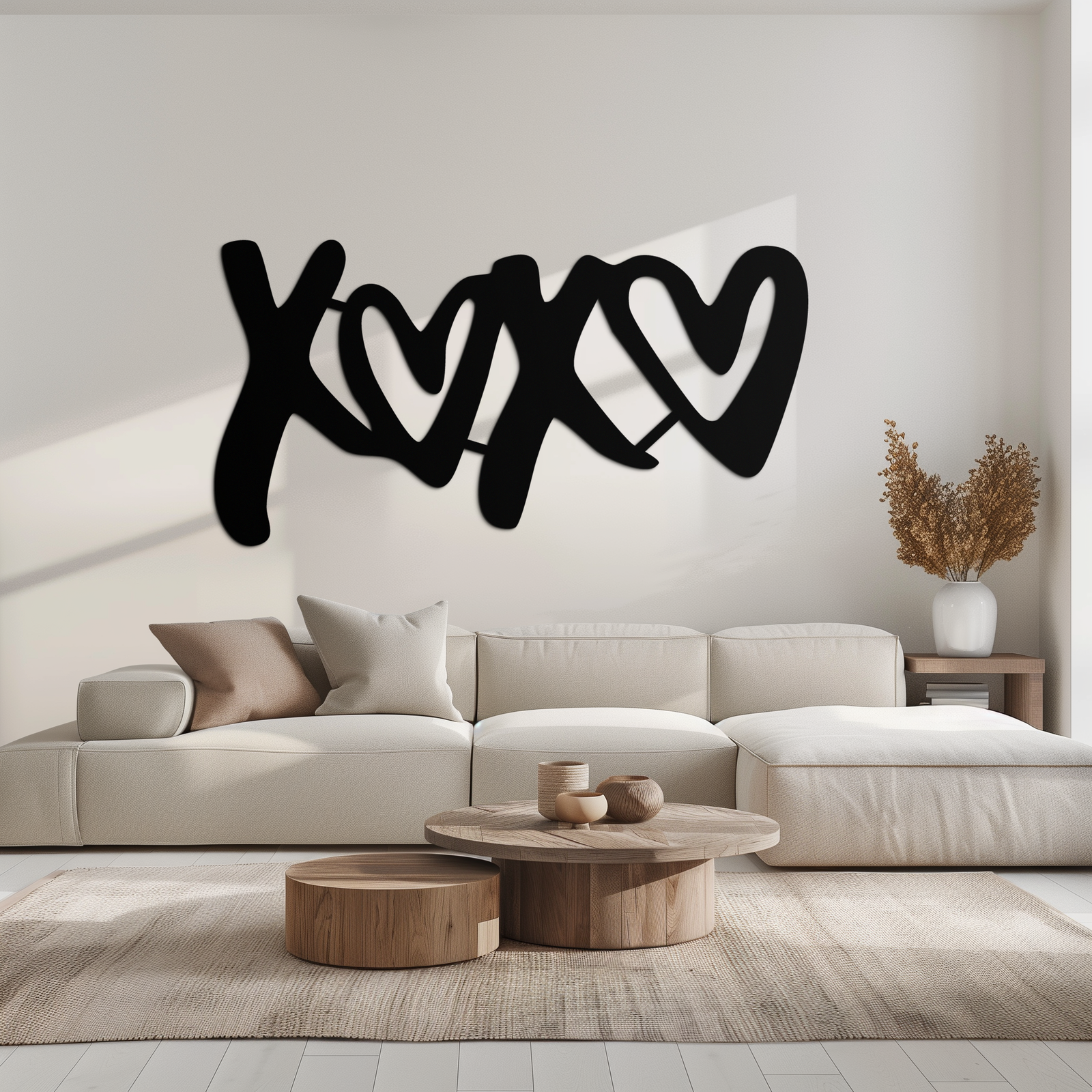 XOXO Love Hearts Metal Wall Art – Modern Romantic Black Home Decor- KAF567
