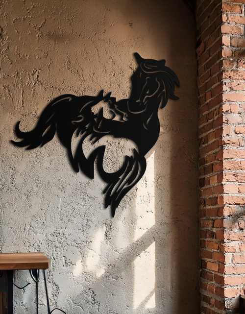 Load image into Gallery viewer, Abstract Wild Horses Metal Wall Art – Dynamic Horse Silhouette Decor- KAF569
