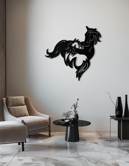 Soyut Vahşi Atlar Metal Duvar Sanatı – Dinamik At Silüeti Dekoru- KAF569