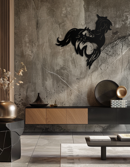 Soyut Vahşi Atlar Metal Duvar Sanatı – Dinamik At Silüeti Dekoru- KAF569
