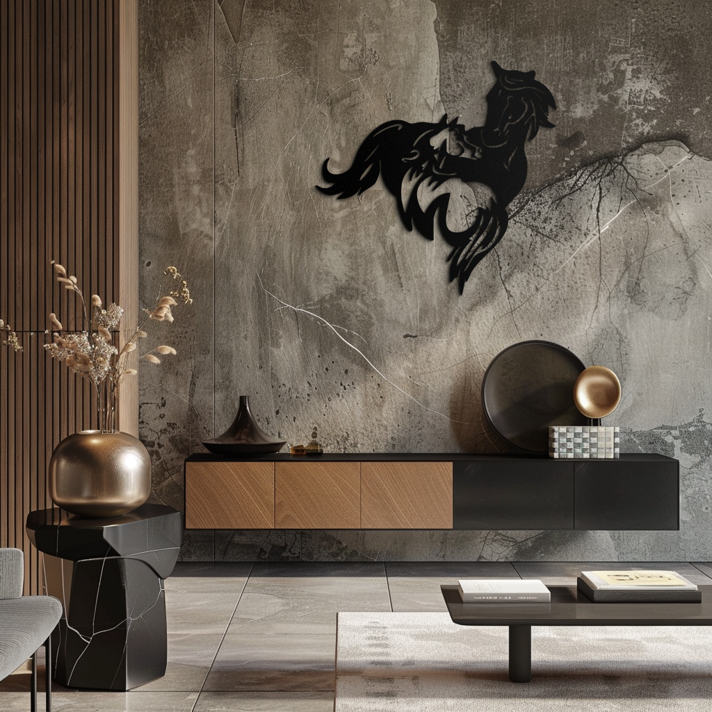 Abstract Wild Horses Metal Wall Art – Dynamic Horse Silhouette Decor- KAF569