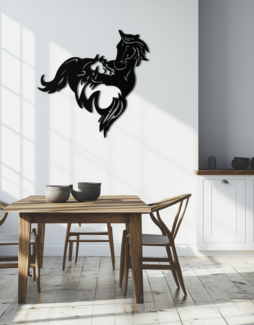 Load image into Gallery viewer, Abstract Wild Horses Metal Wall Art – Dynamic Horse Silhouette Decor- KAF569

