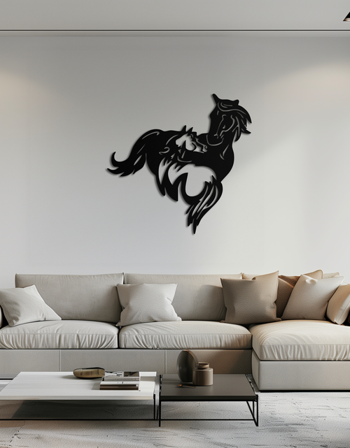 Load image into Gallery viewer, Abstract Wild Horses Metal Wall Art – Dynamic Horse Silhouette Decor- KAF569
