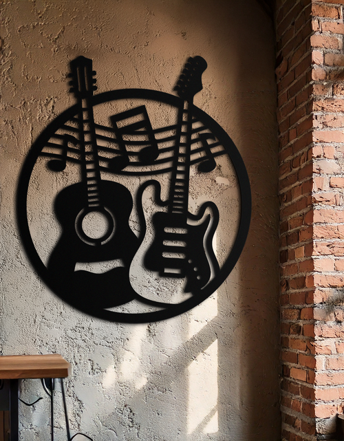 Resmi Galeri görüntüleyicisine yükleyin, Müzikal Gitar Notaları Metal Duvar Sanatı – Modern Müzisyen Dekoru- KAF571
