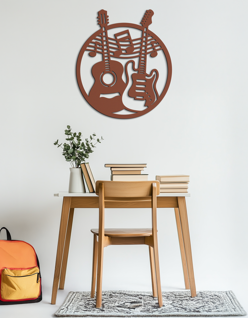 Load image into Gallery viewer, Musical Guitar Notes Metal Wall Art – Modern Musician Decor- KAF571
