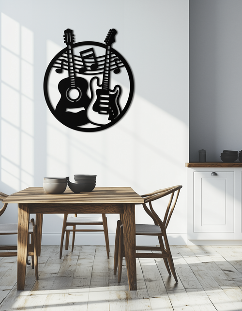 Resmi Galeri görüntüleyicisine yükleyin, Müzikal Gitar Notaları Metal Duvar Sanatı – Modern Müzisyen Dekoru- KAF571
