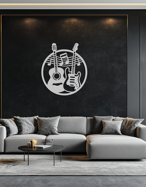 Resmi Galeri görüntüleyicisine yükleyin, Müzikal Gitar Notaları Metal Duvar Sanatı – Modern Müzisyen Dekoru- KAF571

