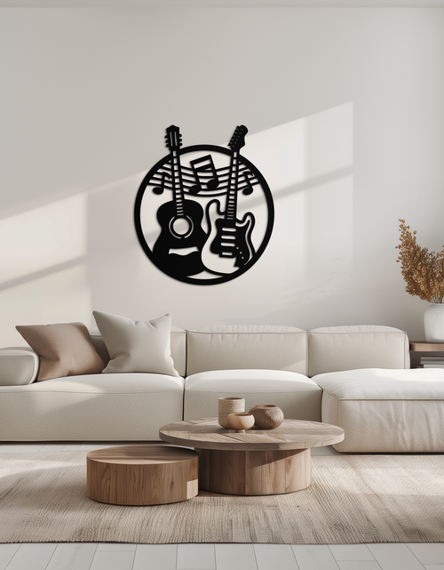 Resmi Galeri görüntüleyicisine yükleyin, Müzikal Gitar Notaları Metal Duvar Sanatı – Modern Müzisyen Dekoru- KAF571
