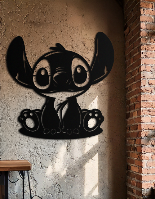 Load image into Gallery viewer, Cute Stitch Character Metal Wall Art - Adorable Cartoon Silhouette Decor- KAF572
