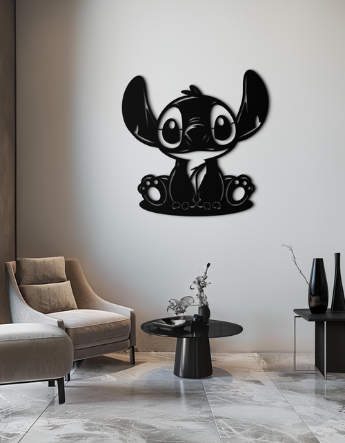 Load image into Gallery viewer, Cute Stitch Character Metal Wall Art - Adorable Cartoon Silhouette Decor- KAF572
