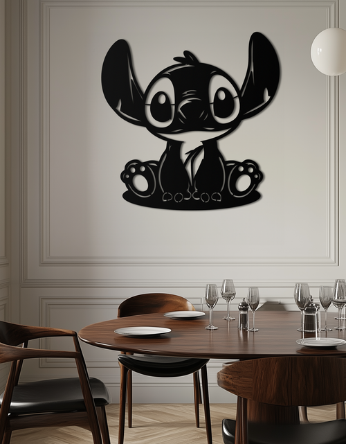 Load image into Gallery viewer, Cute Stitch Character Metal Wall Art - Adorable Cartoon Silhouette Decor- KAF572
