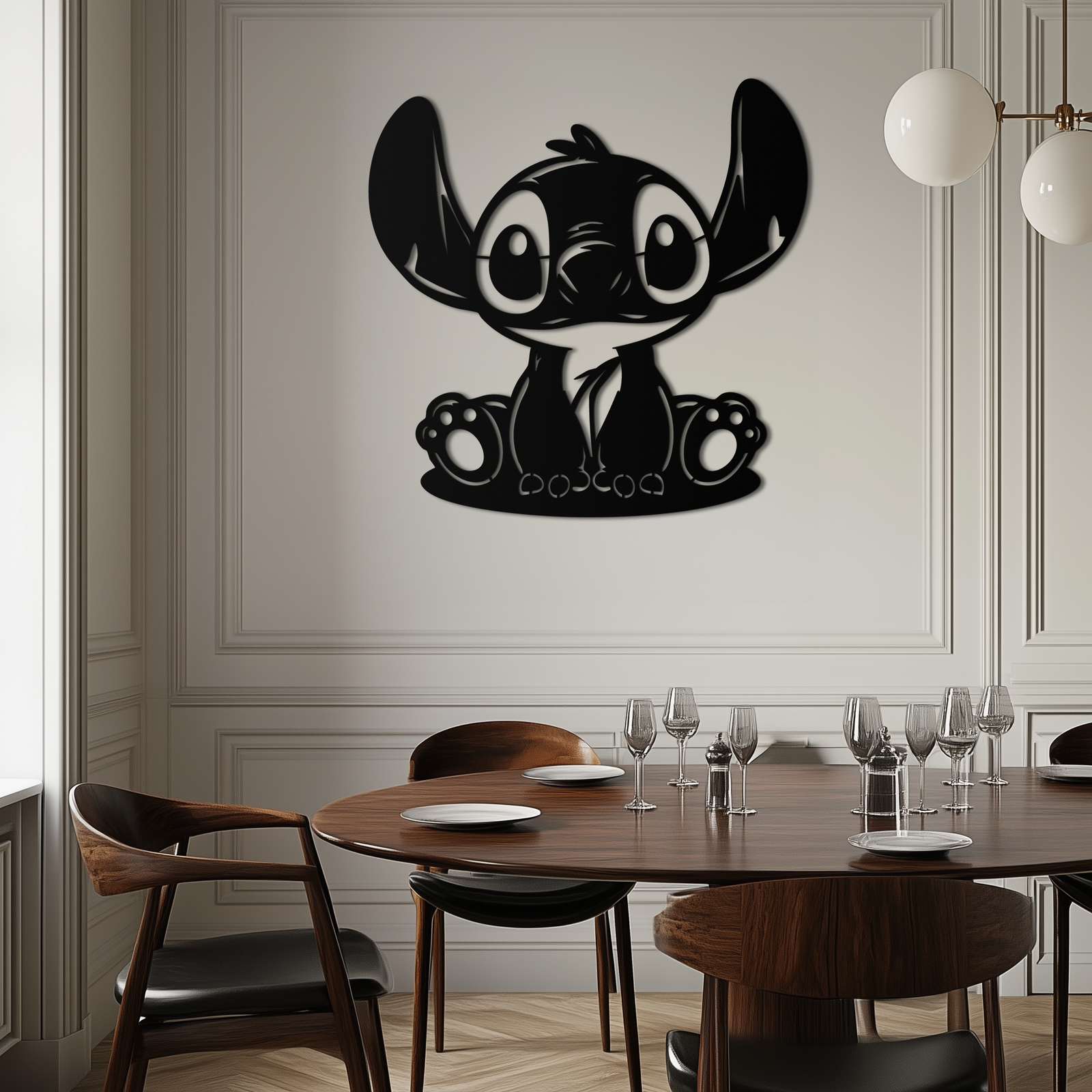 Cute Stitch Character Metal Wall Art - Adorable Cartoon Silhouette Decor- KAF572