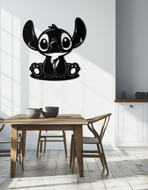 Load image into Gallery viewer, Cute Stitch Character Metal Wall Art - Adorable Cartoon Silhouette Decor- KAF572
