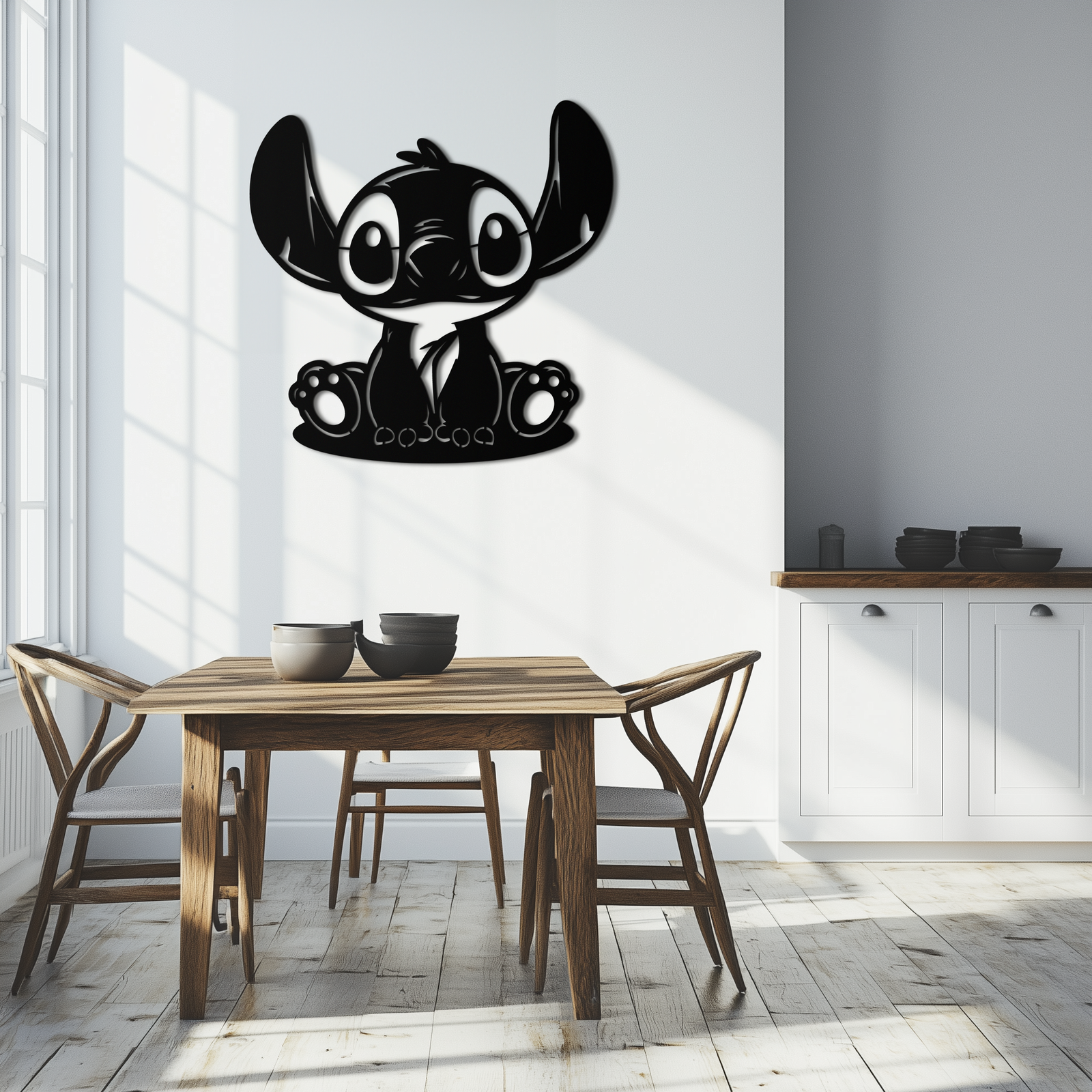 Cute Stitch Character Metal Wall Art - Adorable Cartoon Silhouette Decor- KAF572