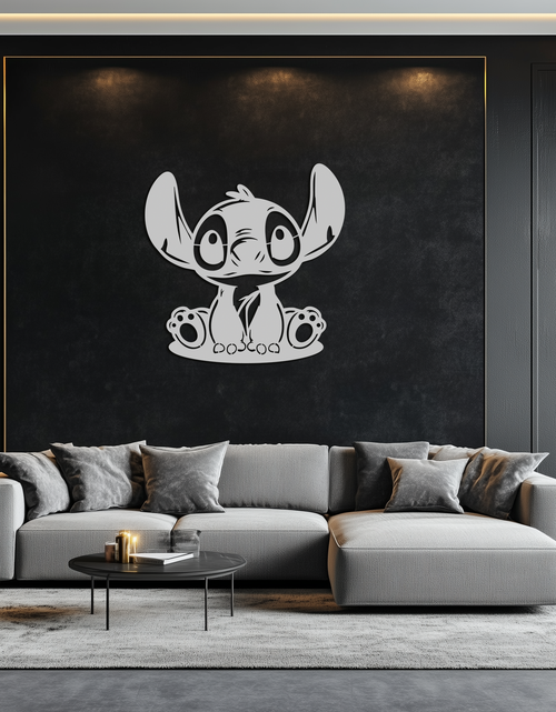 Load image into Gallery viewer, Cute Stitch Character Metal Wall Art - Adorable Cartoon Silhouette Decor- KAF572
