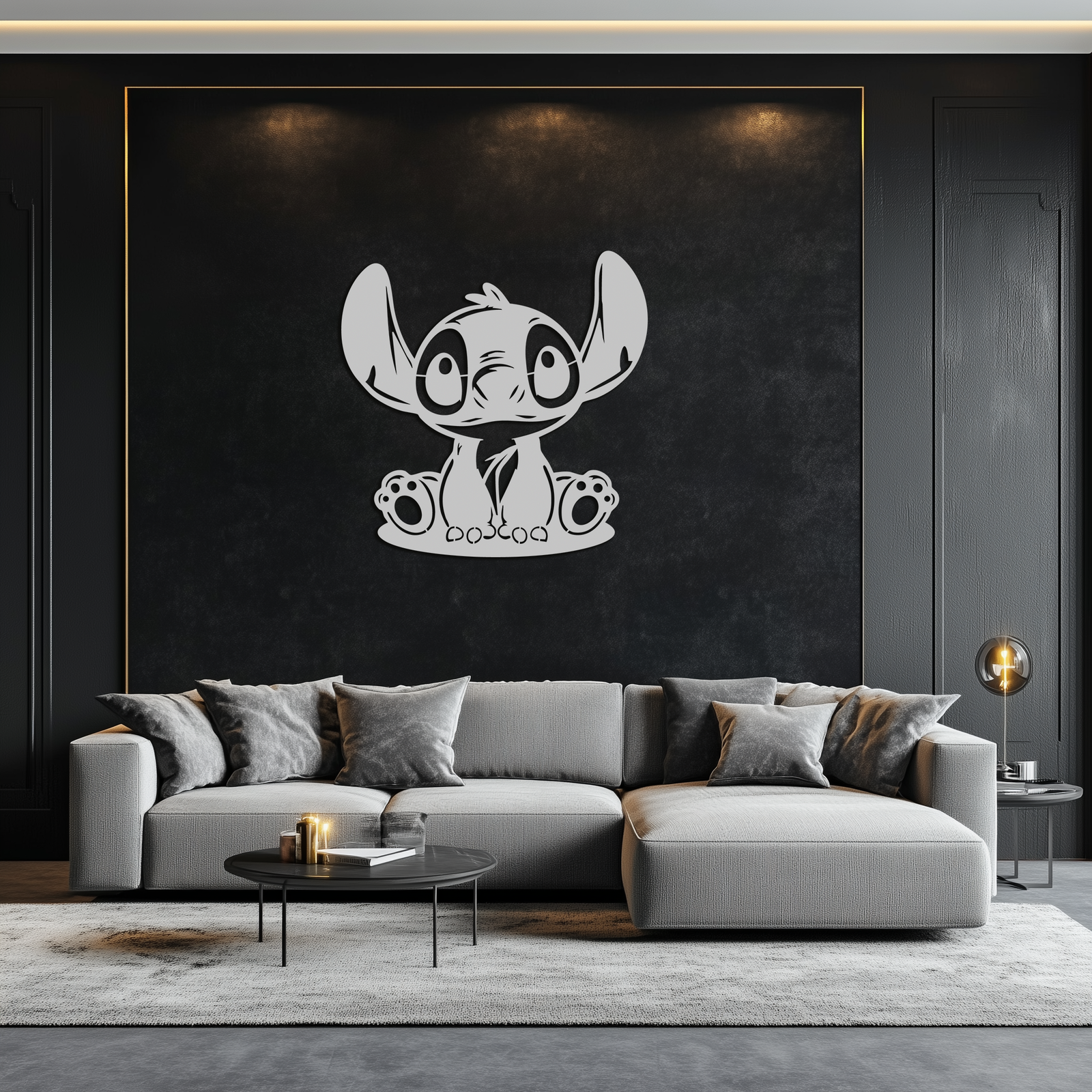 Cute Stitch Character Metal Wall Art - Adorable Cartoon Silhouette Decor- KAF572