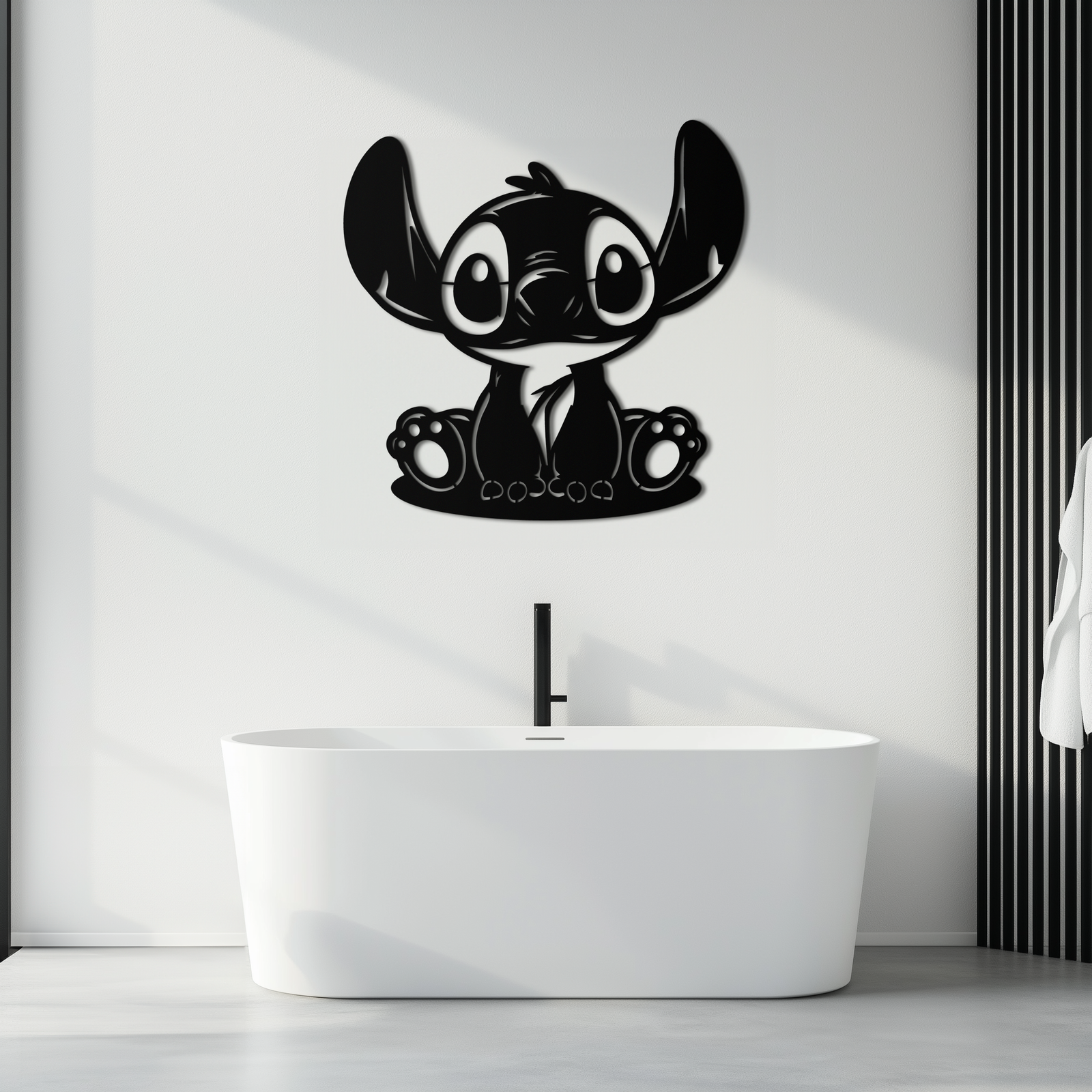 Cute Stitch Character Metal Wall Art - Adorable Cartoon Silhouette Decor- KAF572