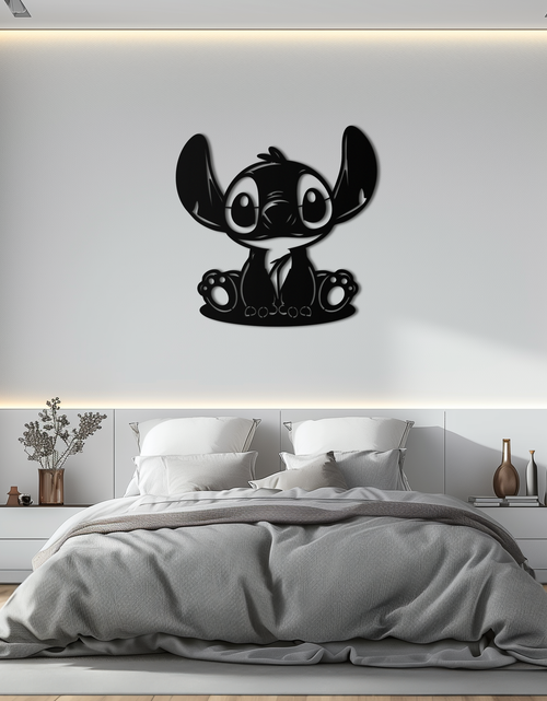Load image into Gallery viewer, Cute Stitch Character Metal Wall Art - Adorable Cartoon Silhouette Decor- KAF572
