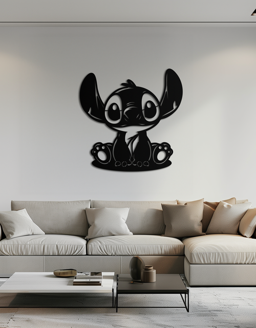 Load image into Gallery viewer, Cute Stitch Character Metal Wall Art - Adorable Cartoon Silhouette Decor- KAF572
