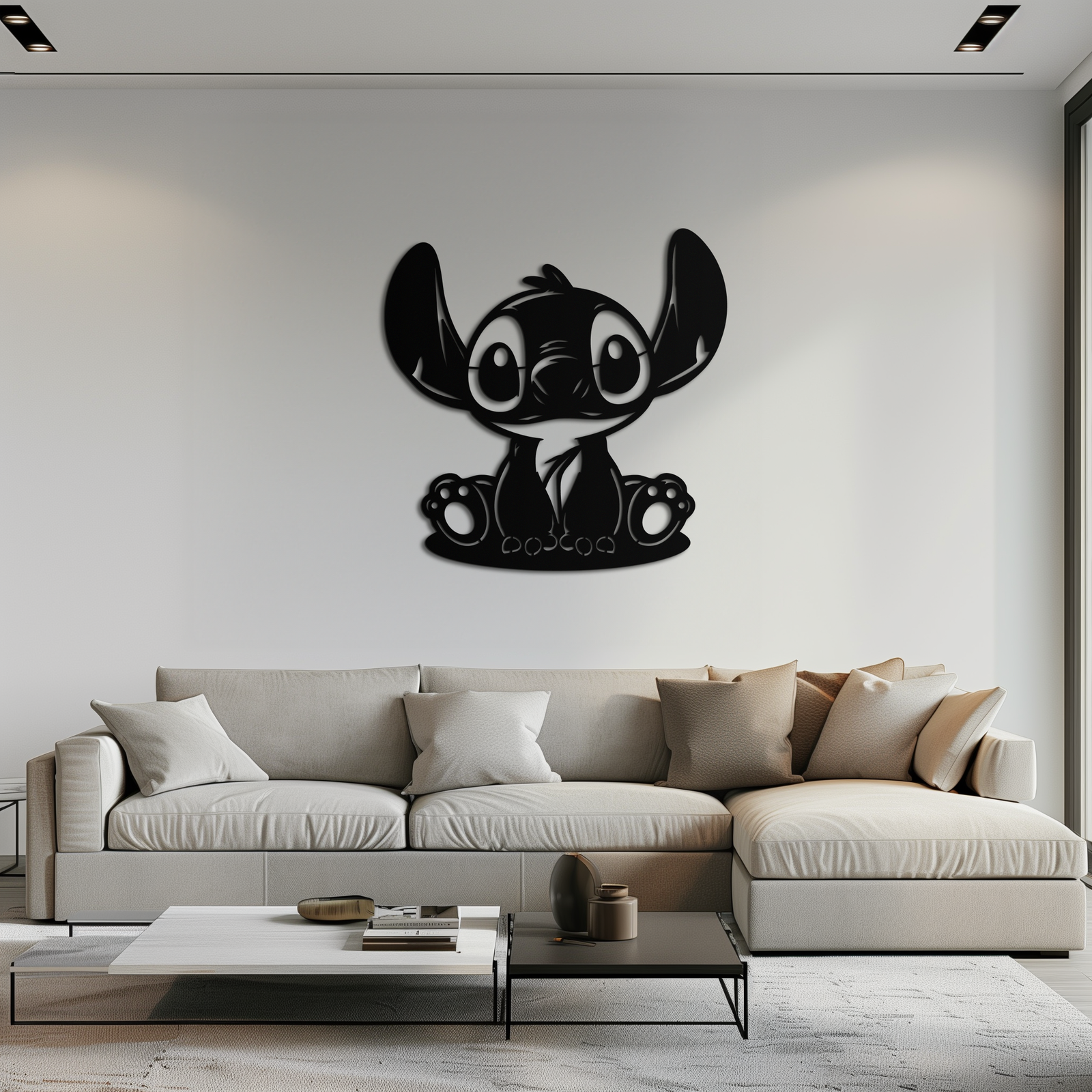 Cute Stitch Character Metal Wall Art - Adorable Cartoon Silhouette Decor- KAF572