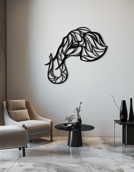 Geometric Elephant Head Metal Wall Art – Modern Animal Home Decor- KAF574