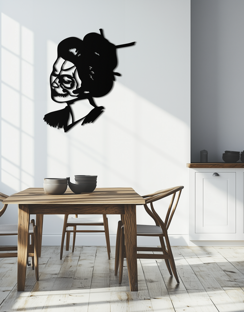 Load image into Gallery viewer, Geisha Skull Fusion Metal Wall Art – Japanese Gothic Home Decor- KAF575
