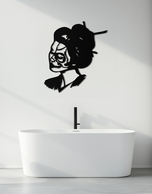 Load image into Gallery viewer, Geisha Skull Fusion Metal Wall Art – Japanese Gothic Home Decor- KAF575
