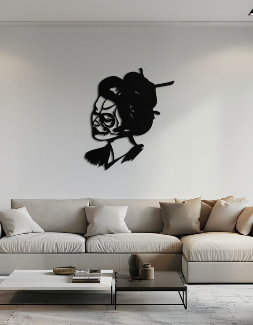 Load image into Gallery viewer, Geisha Skull Fusion Metal Wall Art – Japanese Gothic Home Decor- KAF575
