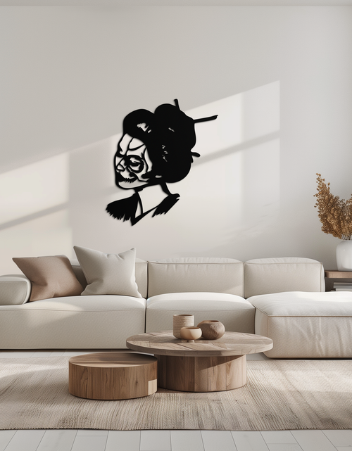 Load image into Gallery viewer, Geisha Skull Fusion Metal Wall Art – Japanese Gothic Home Decor- KAF575
