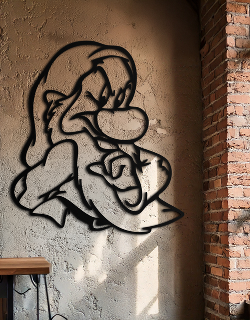 Load image into Gallery viewer, Grumpy Dwarf Metal Wall Art – Whimsical Cartoon-Inspired Metal Silhouette Décor- KAF577

