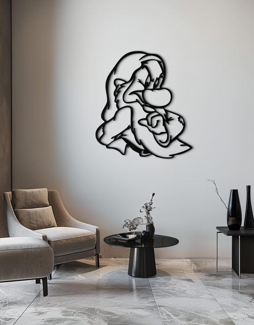 Load image into Gallery viewer, Grumpy Dwarf Metal Wall Art – Whimsical Cartoon-Inspired Metal Silhouette Décor- KAF577
