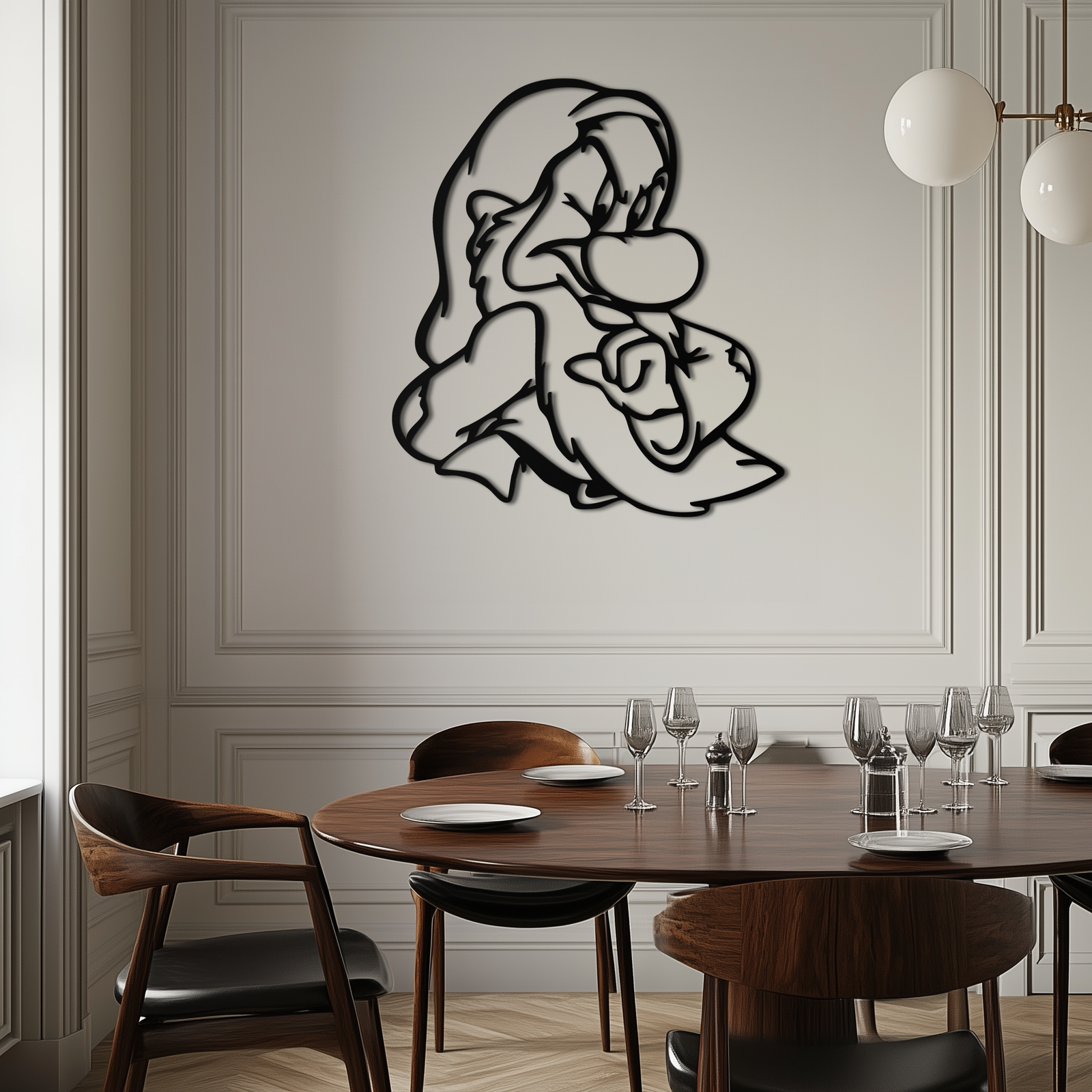 Grumpy Dwarf Metal Wall Art – Whimsical Cartoon-Inspired Metal Silhouette Décor- KAF577