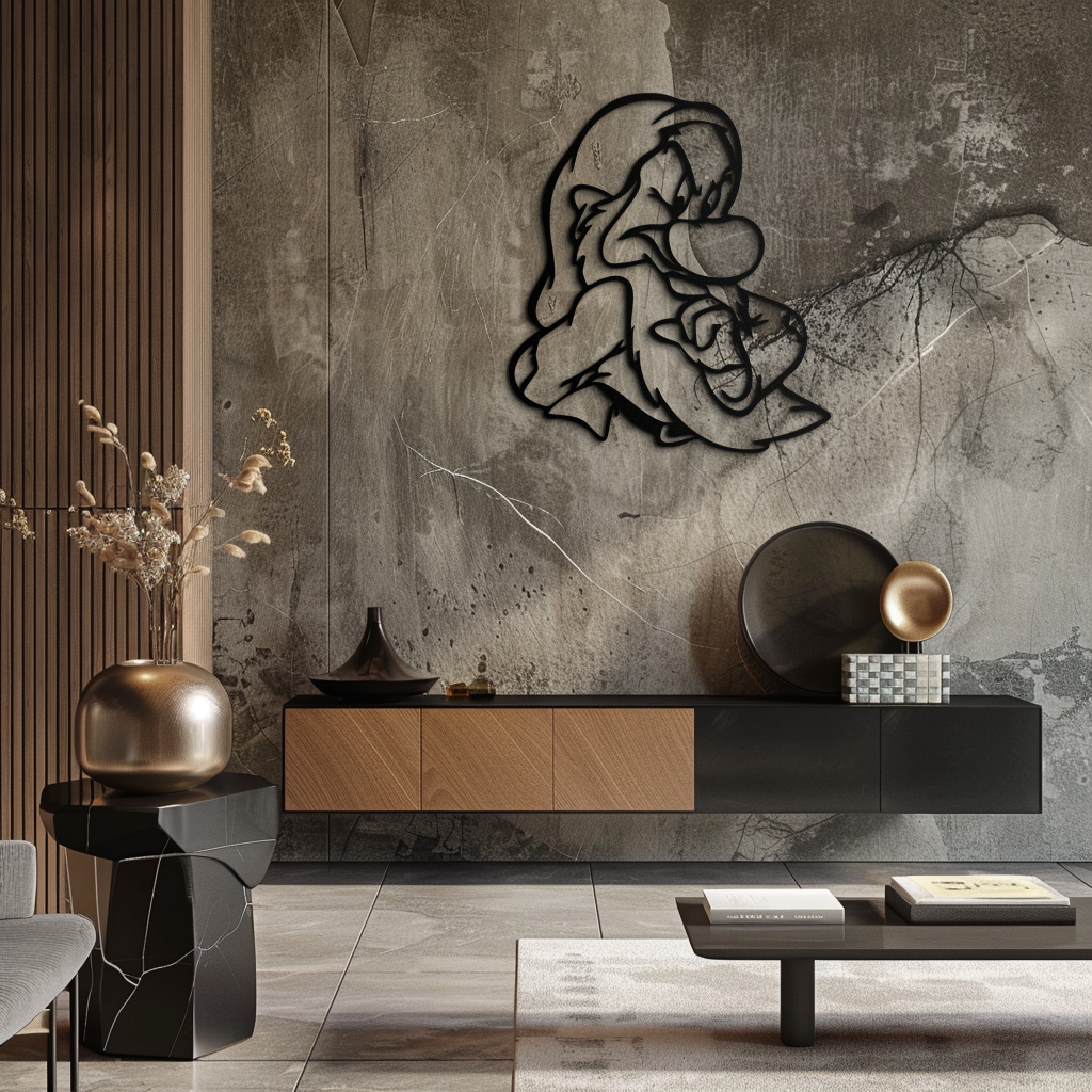 Grumpy Dwarf Metal Wall Art – Whimsical Cartoon-Inspired Metal Silhouette Décor- KAF577