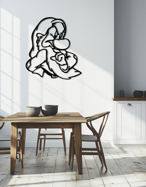 Load image into Gallery viewer, Grumpy Dwarf Metal Wall Art – Whimsical Cartoon-Inspired Metal Silhouette Décor- KAF577
