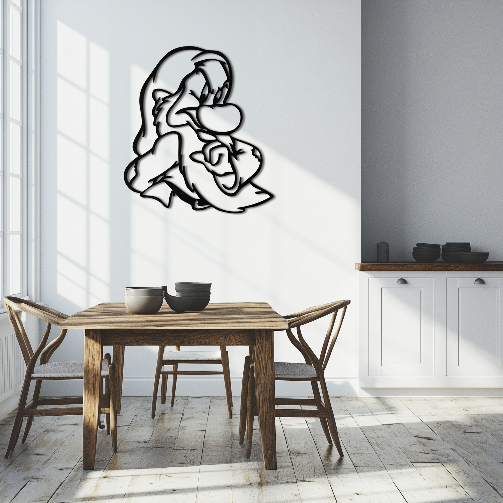 Grumpy Dwarf Metal Wall Art – Whimsical Cartoon-Inspired Metal Silhouette Décor- KAF577