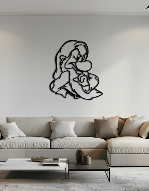 Load image into Gallery viewer, Grumpy Dwarf Metal Wall Art – Whimsical Cartoon-Inspired Metal Silhouette Décor- KAF577
