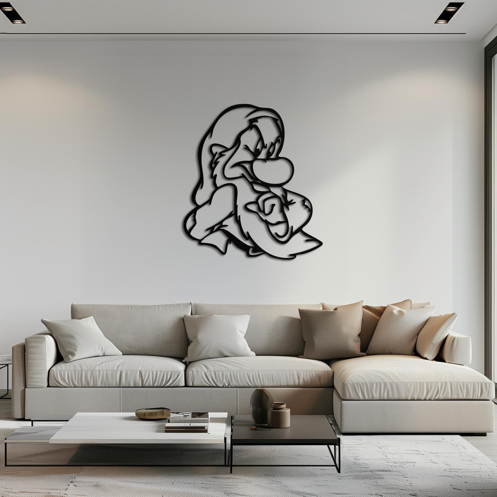 Grumpy Dwarf Metal Wall Art – Whimsical Cartoon-Inspired Metal Silhouette Décor- KAF577