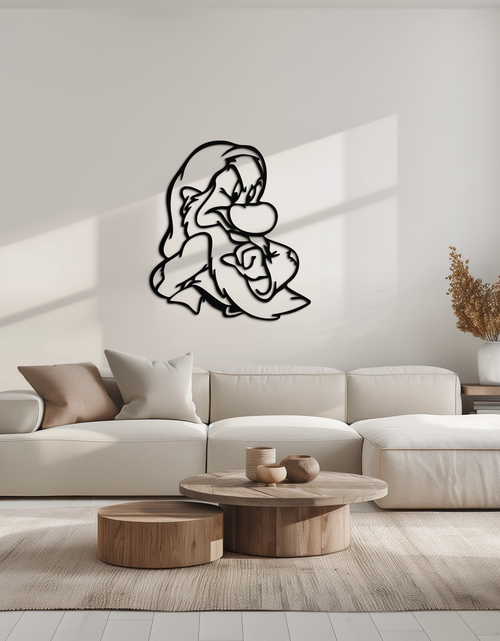 Load image into Gallery viewer, Grumpy Dwarf Metal Wall Art – Whimsical Cartoon-Inspired Metal Silhouette Décor- KAF577
