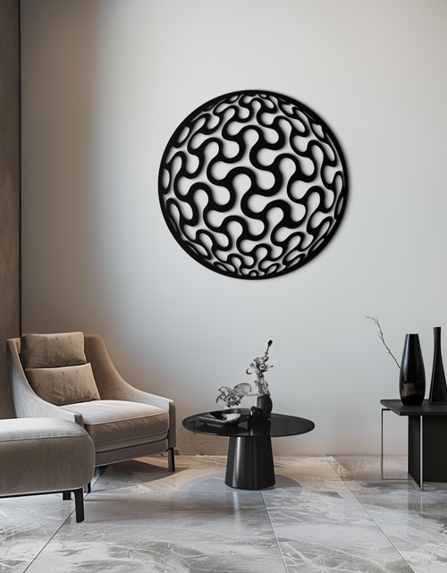 Resmi Galeri görüntüleyicisine yükleyin, Soyut Küre Desen Metal Duvar Sanatı – Ev veya Ofis için Modern Yuvarlak Geometrik Dekor - KAF585
