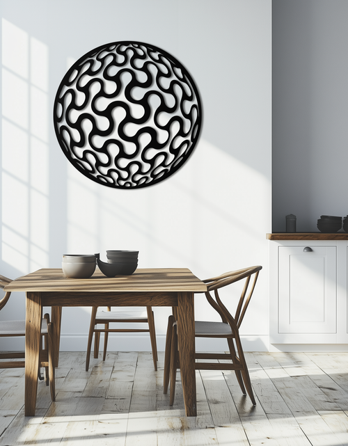 Resmi Galeri görüntüleyicisine yükleyin, Soyut Küre Desen Metal Duvar Sanatı – Ev veya Ofis için Modern Yuvarlak Geometrik Dekor - KAF585
