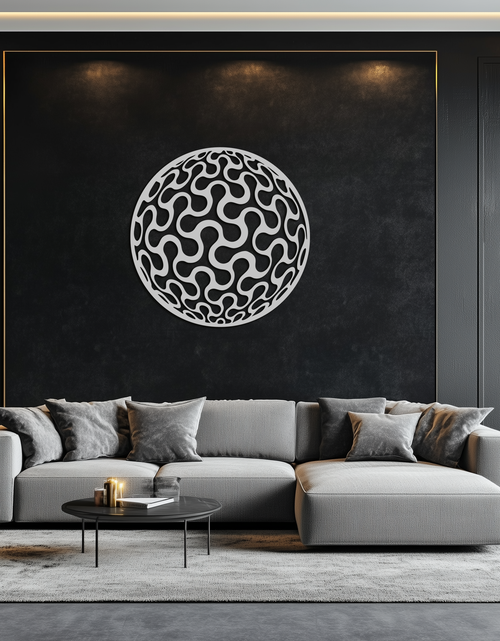 Resmi Galeri görüntüleyicisine yükleyin, Soyut Küre Desen Metal Duvar Sanatı – Ev veya Ofis için Modern Yuvarlak Geometrik Dekor - KAF585
