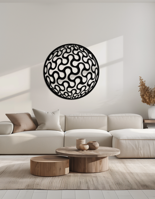 Resmi Galeri görüntüleyicisine yükleyin, Soyut Küre Desen Metal Duvar Sanatı – Ev veya Ofis için Modern Yuvarlak Geometrik Dekor - KAF585
