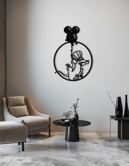 Ratatouille Şef Metal Duvar Sanatı – Mutfak Duvarları İçin Karikatür Fare Balon Dekoru- KAF588