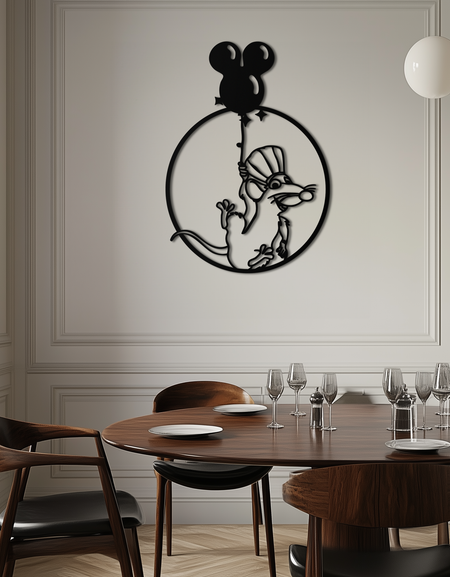 Ratatouille Şef Metal Duvar Sanatı – Mutfak Duvarları İçin Karikatür Fare Balon Dekoru- KAF588