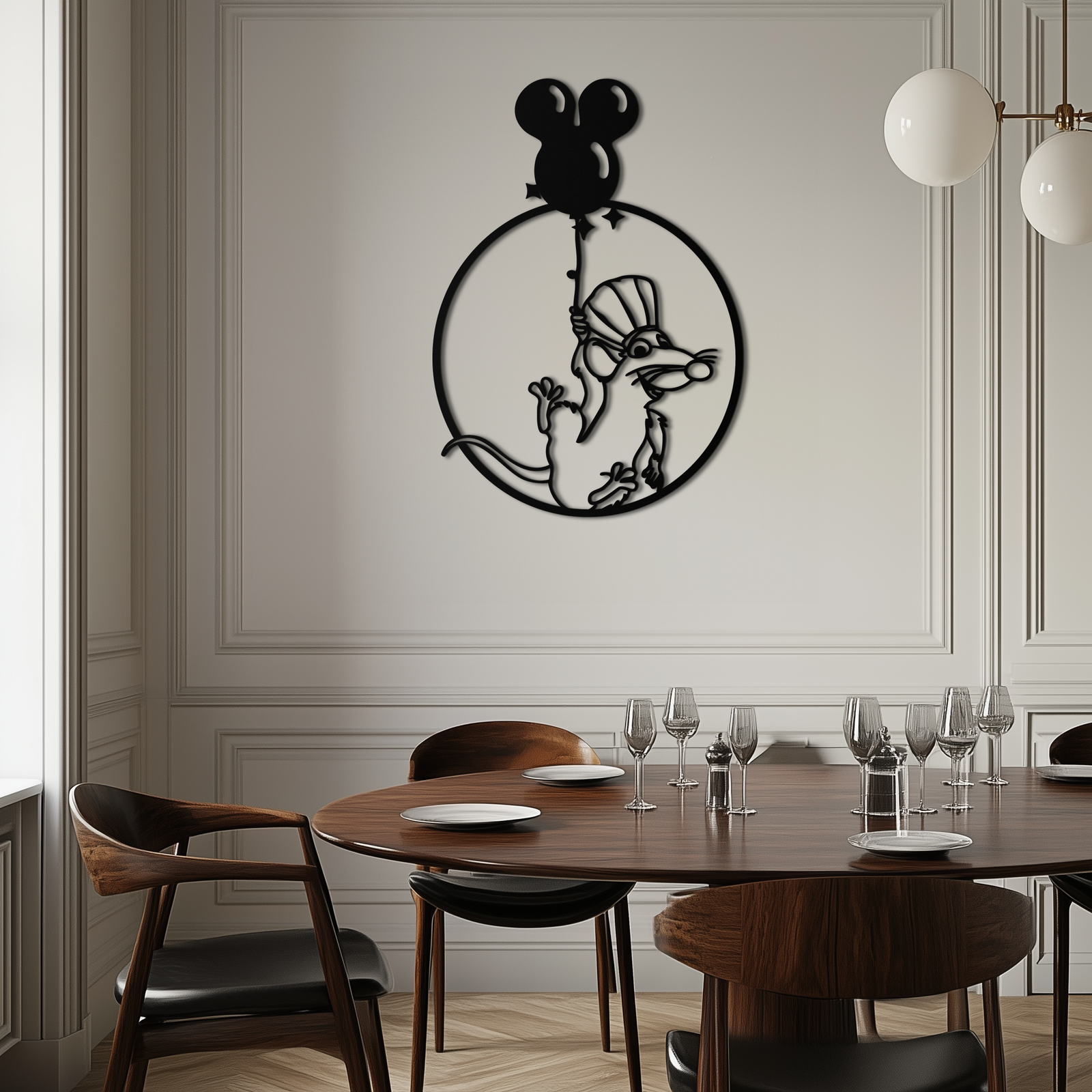 Ratatouille Chef Metal Wall Art – Cartoon Rat Balloon Decor for Kitchen Walls- KAF588