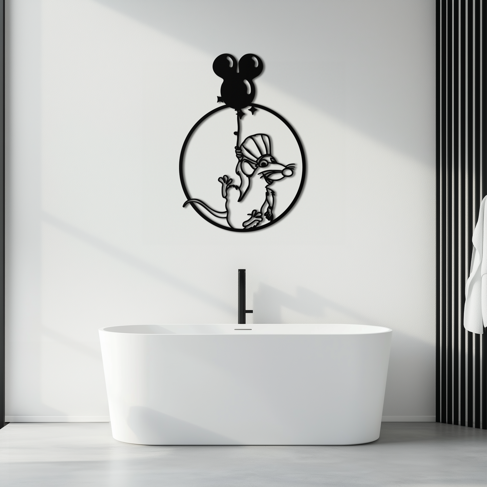 Ratatouille Chef Metal Wall Art – Cartoon Rat Balloon Decor for Kitchen Walls- KAF588