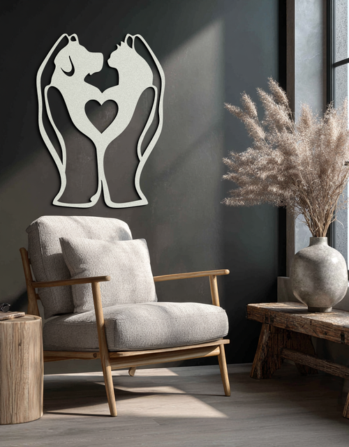 Load image into Gallery viewer, Dog and Cat in Hand Metal Wall Art – Heartwarming Pet Love Decor for Animal Lovers- KAF593
