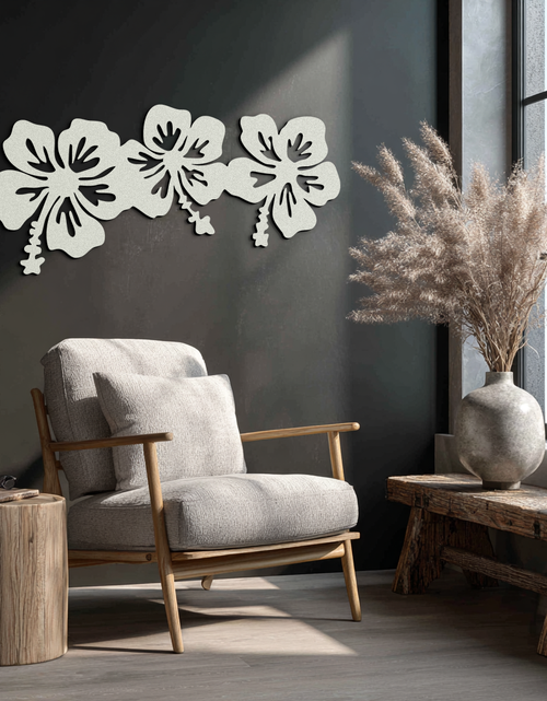 Load image into Gallery viewer, Hibiscus Flower Trio Metal Wall Art – Tropical Floral Silhouette for Home Decor- KAF594
