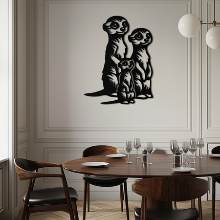 Meerkat Family Metal Wall Art – Playful Animal Silhouette Decor for Nature Lovers- KAF595